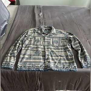 Ralph Lauren Double RL Jacquard Jersey Camp Shirt. Medium. Like new. Blue/gray